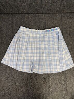 Cinnamonroll Light Blue Plaid Pleated Skirt